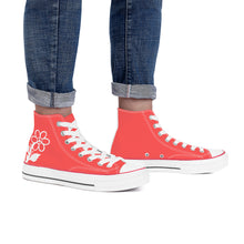 Load image into Gallery viewer, Ti Amo I love you - Exclusive Brand - Persimmon - White Daisy - High Top Canvas Shoes - White  Soles
