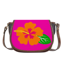 Load image into Gallery viewer, Ti Amo I love you - Exclusive Brand - Hollywood Cerise  - Hawaiian Flower - - Saddle Bag
