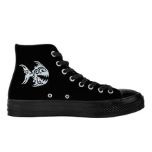 Load image into Gallery viewer, Ti Amo I love you - Exclusive Brand - Black - Angry Fish - High Top Canvas Shoes - Black  Soles
