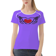 Load image into Gallery viewer, Ti Amo I love you - Exclusive Brand - Heliotrope 3 - Skeleton Hands with Heart  -Women&#39;s T shirt - Sizes XS-2XL
