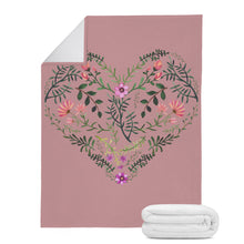 Load image into Gallery viewer, Ti Amo I love you - Exclusive Brand - Oriental Pink -  Floral Heart - Micro Fleece Blankets
