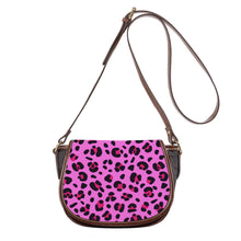 Load image into Gallery viewer, Ti Amo I love you -  Exclusive Brand - Persian Pink with Cerise Leopard Spots - Womens Saddle Bag
