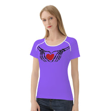 Load image into Gallery viewer, Ti Amo I love you - Exclusive Brand - Heliotrope 3 - Skeleton Hands with Heart  -Women&#39;s T shirt - Sizes XS-2XL
