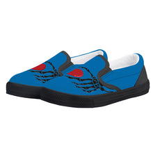 Load image into Gallery viewer, Ti Amo I love you - Exclusive Brand - Honolulu Blue - Skeleton Hands with Heart - Slip-on shoes - Black Soles
