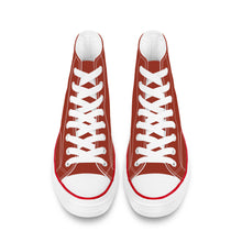 Load image into Gallery viewer, Ti Amo I love you - Exclusive Brand - Brick Red 2 - White Daisy - High Top Canvas Shoes - White  Soles
