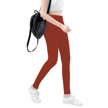 Load image into Gallery viewer, Ti Amo I love you - Exclusive Brand - Brick Red 2 - White Daisy - Yoga Leggings - Sizes XS-3XL
