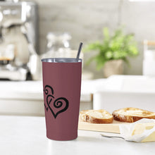 Load image into Gallery viewer, Ti Amo I love you - Exclusive Brand - Loganberry - Double Black Heart - 20oz Stainless Steel Straw Lid Cup
