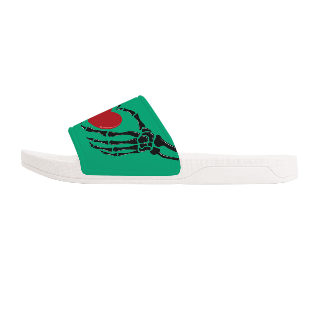 Ti Amo I love you - Exclusive Brand - Drake's Neck Green - Skeleton Hands with Heart -  Slide Sandals - White Soles