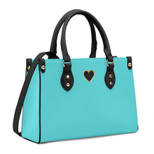 Load image into Gallery viewer, Ti Amo I love you - Exclusive Brand - Medium Turquoise Blue- Luxury Womens PU Tote Bag - Black Straps
