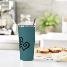 Load image into Gallery viewer, Ti Amo I love you - Exclusive Brand - Casal - Double Black Heart - 20oz Stainless Steel Straw Lid Cup
