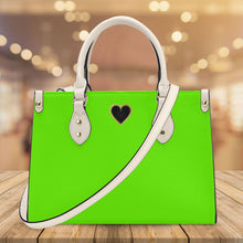 Load image into Gallery viewer, Ti Amo I love you - Exclusive Brand - Bright Green - Luxury Womens PU Tote Bag - Cream Straps
