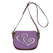 Load image into Gallery viewer, Ti Amo I love you - Exclusive Brand - Dark Lilac - Double White Heart - Saddle Bag
