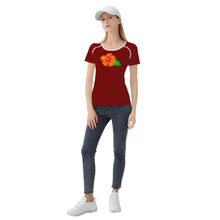 Load image into Gallery viewer, Ti Amo I love you - Exclusive Brand - Dark Burgundy - Hawaiian Flower - Women&#39;s T shirt - Sizes XS-2XL
