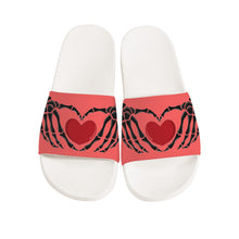 Load image into Gallery viewer, Ti Amo I love you - Exclusive Brand - Bittersweet - Skeleton Hands with Heart - Womens Slide Sandals - White Soles
