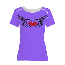 Load image into Gallery viewer, Ti Amo I love you - Exclusive Brand - Heliotrope 3 - Skeleton Hands with Heart  -Women&#39;s T shirt - Sizes XS-2XL
