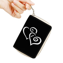 Load image into Gallery viewer, Ti Amo I love you - Exclusive Brand - Black - Double White Heart - PU Leather - Zipper Card Holder
