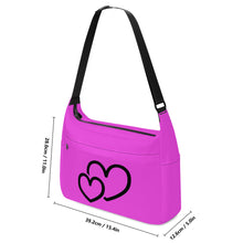 Load image into Gallery viewer, Ti Amo I love you - Exclusive Brand - Brilliant Lavender Rose - Double Black Heart - Journey Computer Shoulder Bag
