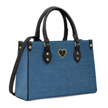 Load image into Gallery viewer, Ti Amo I love you - Exclusive Brand - Denim Jeans - Luxury Womens PU Tote Bag - Black Straps
