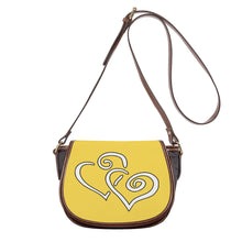 Load image into Gallery viewer, Ti Amo I love you - Exclusive Brand - Mustard Yellow - Double White Heart - Saddle Bag
