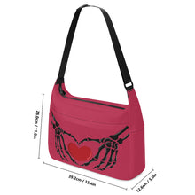 Load image into Gallery viewer, Ti Amo I love you - Exclusive Brand - Viva Magenta - Skeleton Heart Hands -  Journey Computer Shoulder Bag
