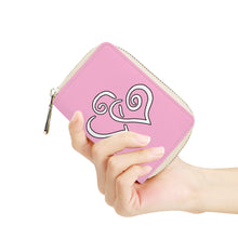 Load image into Gallery viewer, Ti Amo I love you - Exclusive Brand - Magenta Mix-Up - Double White Heart - PU Leather - Zipper Card Holder
