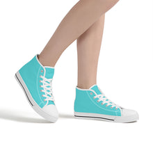 Load image into Gallery viewer, Ti Amo I love you - Exclusive Brand - Medium Turquoise Blue - High-Top Canvas Shoes - White Soles
