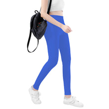 Load image into Gallery viewer, Ti Amo I love you - Exclusive Brand - Obscure Royal Blue - Double White Heart - Womens / Teen Girls  / Womens Plus Size  - Yoga Leggings - Sizes XS-3XL
