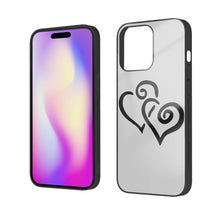 Load image into Gallery viewer, Ti Amo I love you - Exclusive Brand - Silver - Double Black Heart -  iPhone 14 Glass Case (3 cameras)
