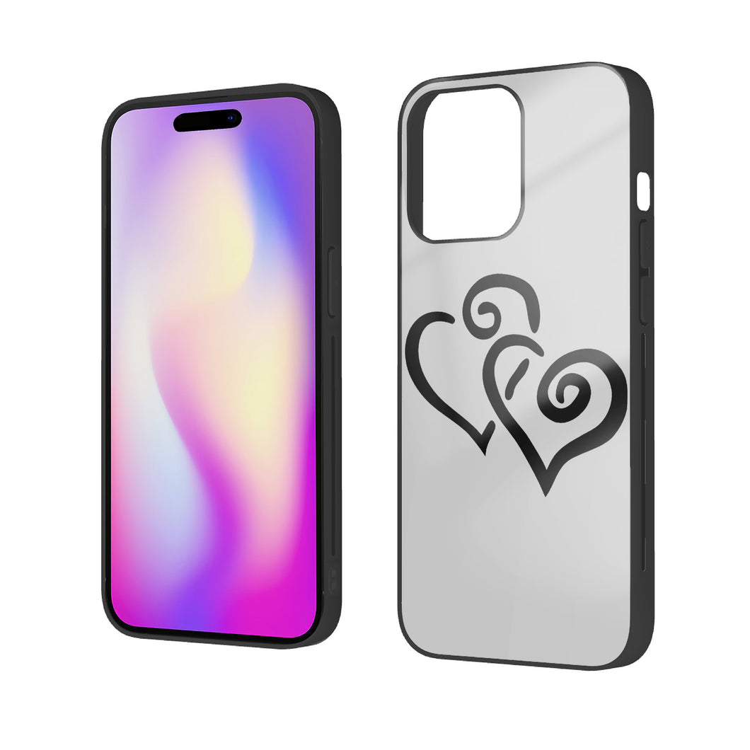 Ti Amo I love you - Exclusive Brand - Silver - Double Black Heart -  iPhone 14 Glass Case (3 cameras)