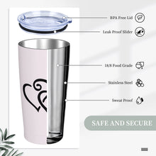 Load image into Gallery viewer, Ti Amo I love you - Exclusive Brand - Prim - Double Black Heart - 20oz Stainless Steel Straw Lid Cup
