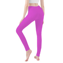 Load image into Gallery viewer, Ti Amo I love you - Exclusive Brand - Deep Fuchsia - Double White Heart -Womens / Teen Girls / Womens Plus Size - Yoga Leggings - Sizes XS-3XL
