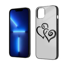 Load image into Gallery viewer, Ti Amo I love you - Exclusive Brand - Silver - Double Black Heart  - iPhone 14 Glass Case (2 cameras)
