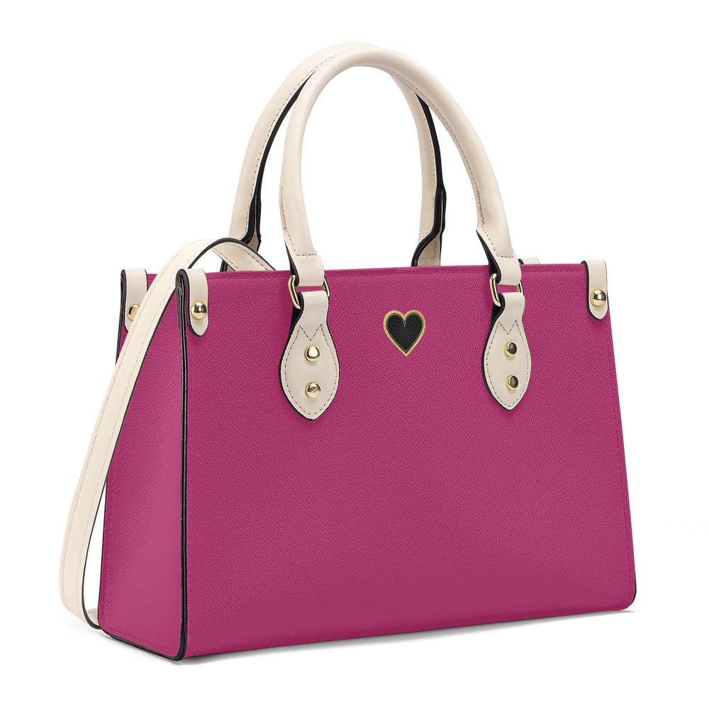 Ti Amo I love you - Exclusive Brand  - Hibiscus - Luxury Womens PU Tote Bag - Cream Straps