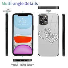 Load image into Gallery viewer, Ti Amo I love you - Exclusive Brand - Silver - Double White Heart -  iPhone 12 ProMax Glass Case (2 cameras)
