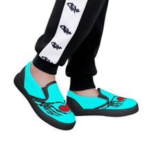 Load image into Gallery viewer, Ti Amo I love you - Exclusive Brand - Aqua / Cyan - Skeleton Hands with Heart - Kids Slip-on shoes - Black Soles
