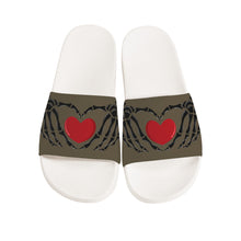 Load image into Gallery viewer, Ti Amo I love you - Exclusive Brand - Cuppa Cocoa - Skeleton Hands with Heart -  Slide Sandals - White Soles
