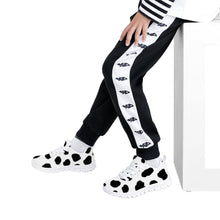 Load image into Gallery viewer, Ti Amo I love you - Exclusive Brand - White with Black Cow Spots - Kids Sneakers - White Soles
