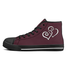 Load image into Gallery viewer, Ti Amo I love you - Exclusive Brand - Livid Brown 2 - Double White Heart High-Top Canvas Shoes - Black Soles
