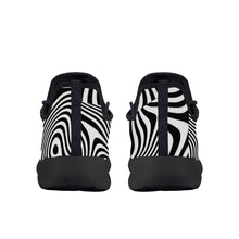 Load image into Gallery viewer, Ti Amo I love you - Exclusive Brand -  Black &amp; White Wavy Lines- Lightweight Mesh Knit Sneakers - Black Soles
