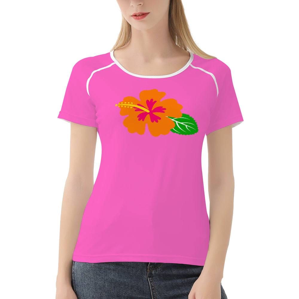 Ti Amo I love you - Exclusive Brand - Hot Pink - Hawaiian Flower - Women's T shirt