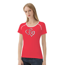 Load image into Gallery viewer, TI Amo I love you - Exclusive Brand - Red Pink  - Double White Heart - Women&#39;s T shirt
