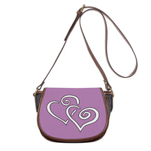 Load image into Gallery viewer, Ti Amo I love you - Exclusive Brand - Opera Mauve - Double White Heart - Saddle Bag
