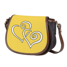 Load image into Gallery viewer, Ti Amo I love you - Exclusive Brand - Mustard Yellow - Double White Heart - Saddle Bag
