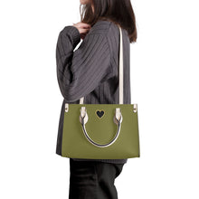 Load image into Gallery viewer, Ti Amo I love you - Exclusive Brand - Pesto - Luxury Womens PU Tote Bag - Cream Straps
