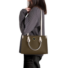 Load image into Gallery viewer, Ti Amo I love you - Exclusive Brand - Cafe Noir - Luxury Womens PU Tote Bag - Cream Straps
