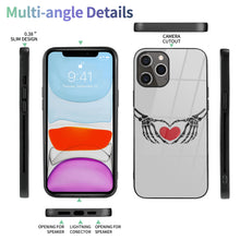 Load image into Gallery viewer, Ti Amo I love you - Exclusive Brand - Silver - Skeleton Hands with Heart -  iPhone 12 ProMax Glass Case (2 cameras)
