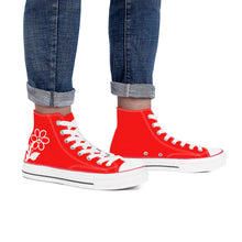 Load image into Gallery viewer, Ti Amo I love you - Exclusive Brand - Red - White Daisy - High Top Canvas Shoes - White  Soles
