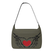 Load image into Gallery viewer, Ti Amo I love you - Exclusive Brand - Fuscous Gray - Skeleton Heart Hands  -  Journey Computer Shoulder Bag
