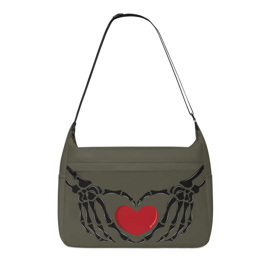 Ti Amo I love you - Exclusive Brand - Fuscous Gray - Skeleton Heart Hands  -  Journey Computer Shoulder Bag