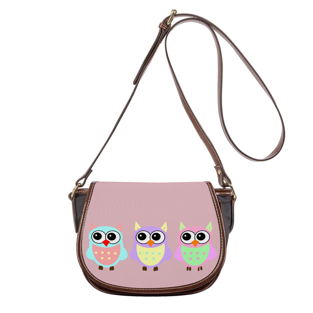 Ti Amo I love you - Exclusive Brand - Pinkish Grey - 3 Owls -  Saddle Bag